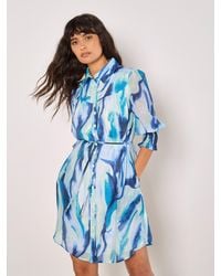 Apricot - Painterly Swirls Shirt Mini Dress - Lyst