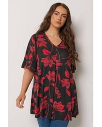 Yours - Floral Pleat Front Top - Lyst