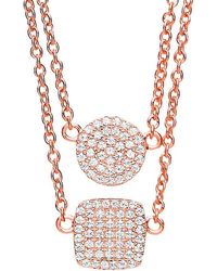 Jewelco London - Rose Silver Cz Double Pave Disc Charm Necklace 16 + 2 Inch - Lyst