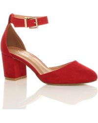 AJVANI - Mid Block Heel Ankle Strap 2 Part Heels - Lyst
