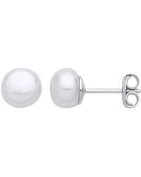 Jewelco London - Sterling Cream Pearl Levana Full Moon Button Stud Earrings - Lyst