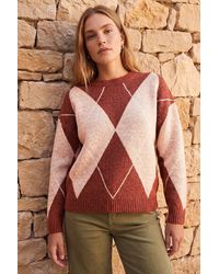 Roman - Argyle Knit Jumper - Lyst