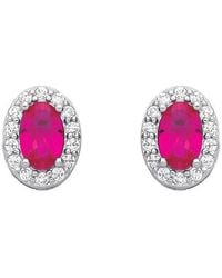 Jewelco London - Oval Cz Oval Halo Royal Cluster Stud Earrings - Lyst