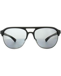 Emporio Armani - Aviator Black Rubber Grey Polarized Sunglasses - Lyst
