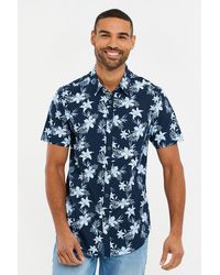 Threadbare - 'roselle' Cotton Tropical Print Short Sleeve Shirt - Lyst