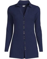 Lands' End - Plus Long Sleeve Ribbed Stretch Jersey Tunic Shirt - Lyst