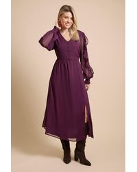 Dorothy Perkins - Ruffle Sleeve V Neck Chiffon Maxi Dress - Lyst