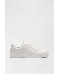 Burton - White Leather Look Trainers - Lyst