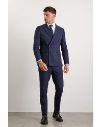 Burton - Slim Fit Navy Marl Double Breasted Suit Jacket - Lyst