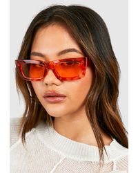 Boohoo - Orange Square Frame Sunglasses - Lyst