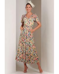 Jolie Moi - Bianca V-Neck Pleated Mesh Maxi Dress - Lyst