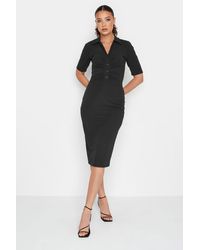 Long Tall Sally - Tall Ruched Button Midi Dress - Lyst