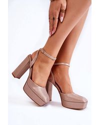 Love Lace - Glitter Ankle Buckle Block Heel Sandals Square Toe Party - Lyst