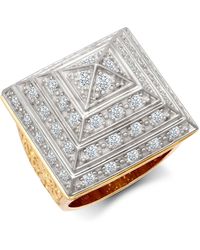 Jewelco London - 9ct 2-colour Gold Cz Egyptian Pyramid 1 1/2oz 30mm Signet Ring - Jrn565 - Lyst