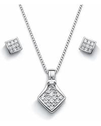Raina Jewels - A Set Of 18Ct Princess Cut Diamond Invisible Set Stud Earrings & Matching Princess Cut Diamond Invisible Set Kite - Lyst