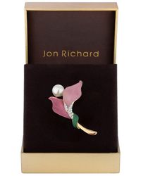 Jon Richard - Gold Plated Pink Enamel Floral Brooch - Gift Boxed - Lyst