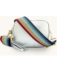 Apatchy London - Silver Leather Crossbody Bag With Rainbow Strap - Lyst