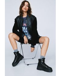 Nasty Gal - Faux Leather Chunky Hiker Boots - Lyst