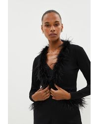 Coast - Faux Fur Trim Knitted Cover Up - Lyst