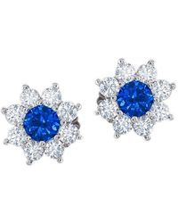 Jewelco London - Sterling Silver Blue Cz Classic Royal Cluster Stud Earrings - Re42094sp - Lyst