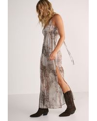 Nasty Gal - Snake Pleated Sheer Strappy Maxi Slip Dress - Lyst