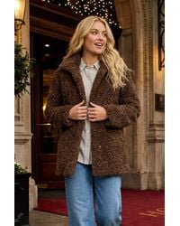 Roman - Curly Soft Borg Coat - Lyst