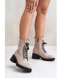 Love Lace - Winter Round Toe Lace-Up Heeled Boots - Lyst