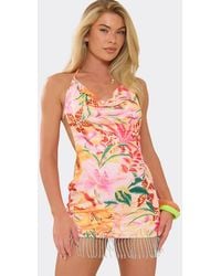 EGO - Strappy Tie Tie Back Floral Mini Dress - Lyst
