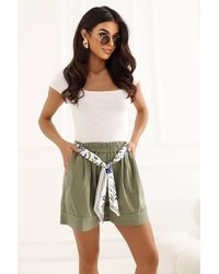 Love Lace - Cotton Wide Leg Comfortable Tailored Shorts - Lyst