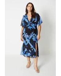 Coast - Plus Size Printed Tie Front Flippy Skirt Midi Dress - Lyst