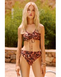 Warehouse - Butterfly Ruched Tie Crop High Waisted Bikini Set - Lyst
