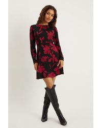 Dorothy Perkins - Petite Red Floral Puff Sleeve Fit And Flare Mini Dress - Lyst