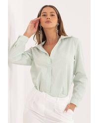 Love Lace - Collared Long Sleeve Lightweight Printed Shirt - Lyst