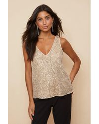 Wallis - Champagne Sequin Cami Top - Lyst