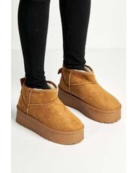 Miss Diva - Dahl Faux Fur Lining Chunky Sole Ankle Boots - Lyst