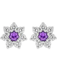 Jewelco London - Sterling Cz 8 Stone Flower Cluster Stud Earrings - Lyst