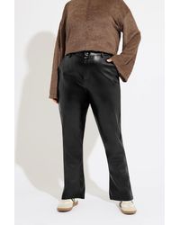 Yours - Faux Leather Straight Leg Trousers - Lyst