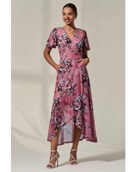 Jolie Moi - Mesh Frill Hem Maxi Dress - Lyst