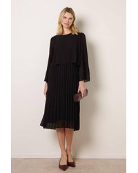 Blue Vanilla - Elasticated Waist Long Sleeve Round Neck Midi Dress - Lyst