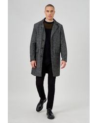 Burton - Herringbone Faux Wool Overcoat - Lyst