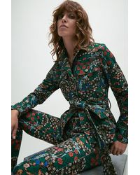 Warehouse - Wh X William Morris Society Floral Print Cord Belted Jacket - Lyst