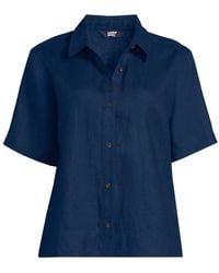 Lands' End - Petite Premium Pure Linen Short Sleeve Shirt - Lyst