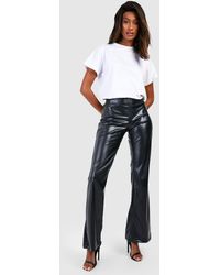 Boohoo - High Waisted Matte Leather Look Flared Trouser - Lyst