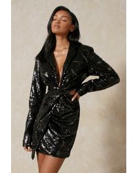 MissPap - Sequin Twist Cut Out Blazer Dress - Lyst
