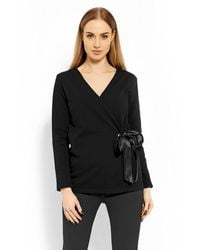 Love Lace - Envelope Neckline Cotton Blouse With Tie Adjustments - Lyst