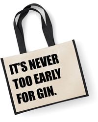 60 SECOND MAKEOVER - Large Jute Bag It's Never Too Early For Gin Black - Lyst