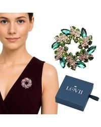 Lovii - Austrian Crystal Floral Wreath Brooch - Lyst