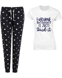 60 SECOND MAKEOVER - Everyone Was Thinking It I Just Said It Navy Star Pyjama Set - Lyst