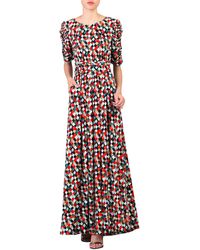 Jolie Moi Print Half Sleeves Maxi Dress - Red