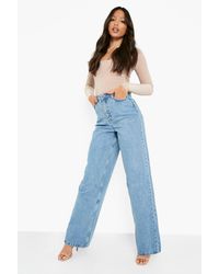 Boohoo - Tall Wide Leg Mid Rise Jeans - Lyst